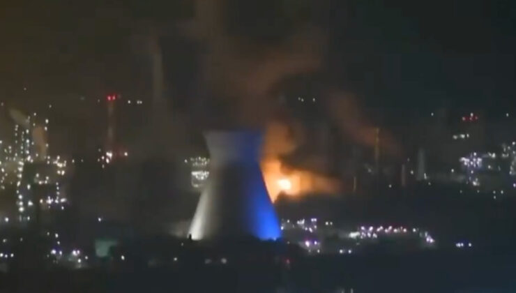 İran füzelerinin İsrail’de petrol rafinerisini vurma anları