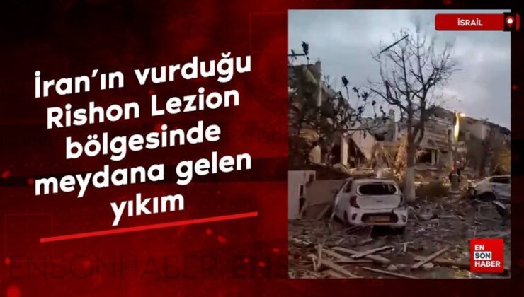 İran’ın vurduğu İsrail’in Rishon Lezion bölgesinde meydana gelen yıkım