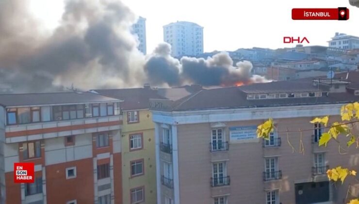 İstanbul Sultangazi’de 5 katlı binanın çatısı alev alev yandı
