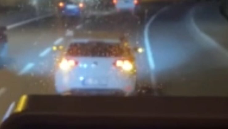İstanbul’da araba şoförü ile otobüs sürücüsünün hengamesi kamerada