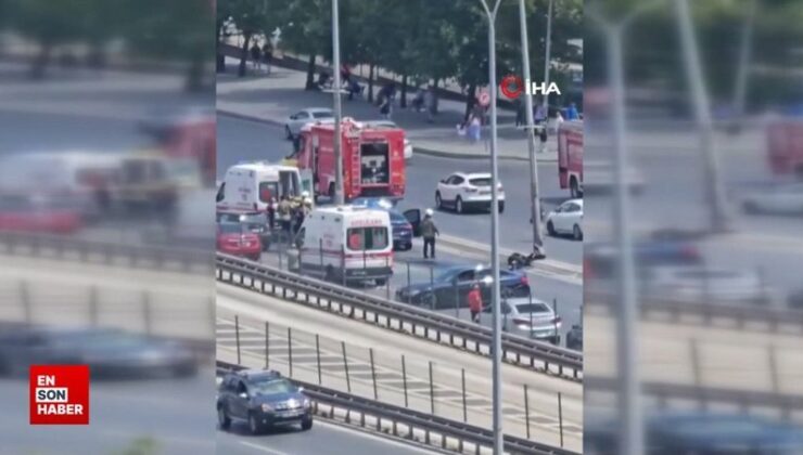 İstanbul’da direksiyon hakimiyetini kaybeden şoför yan yoldan anayola uçtu