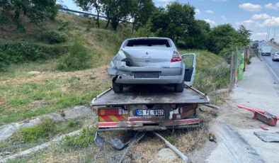 İstanbul’da kamyon ve alımlı yol kenarına uçtu