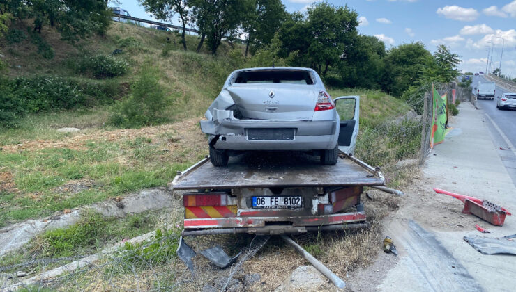 İstanbul’da kamyon ve alımlı yol kenarına uçtu