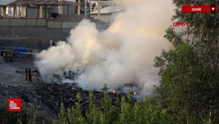İzmir Karşıyaka’daki çöplük alanında çıkan yangın
