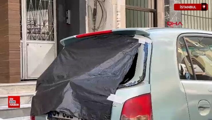 Kağıthane’de arbedede tek yumrukla aracın camını patlattı