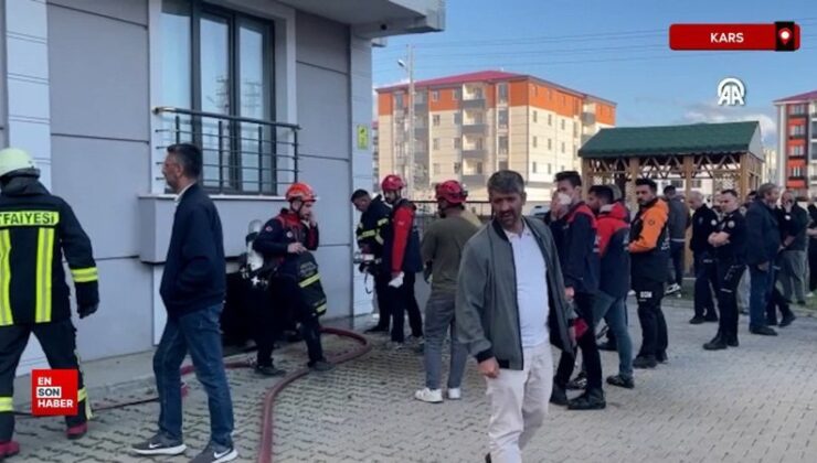 Kars’ta patlama yaşanan binada yangın çıktı