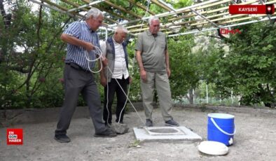 Kayseri’de kışın karla doldurulan kuyular, yazın serinlemek için kullanılıyor