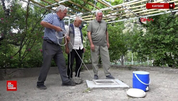 Kayseri’de kışın karla doldurulan kuyular, yazın serinlemek için kullanılıyor