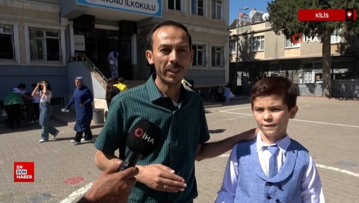 Kilis’te karnesini alan Suriyeli Ahmet ailesiyle Suriye’ye dönüyor