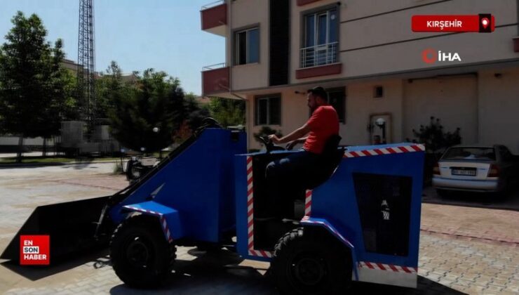 Kırşehir’de genç kendi imkanlarıyla iş makinesi yaptı