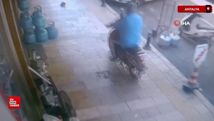 Manavgat’ta motosikletli bir kişi tüpçü dükkanından mutfak tüpü çaldı