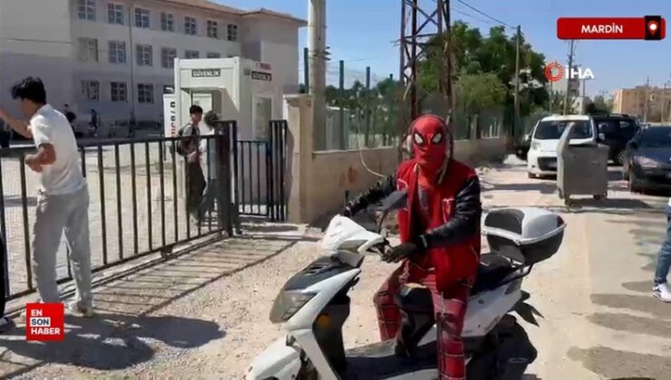 Mardin’de Örümcek Adam imtihana geç kalan öğrenciyi son anda yetiştirdi