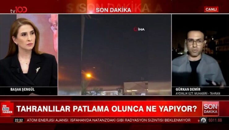 Patlama sesleri ortasında Tahran’daki son durumu tv100 yayınında anlattı