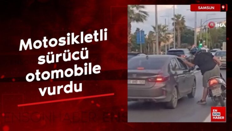 Samsun’da motosikletli şoför arabaya vurdu