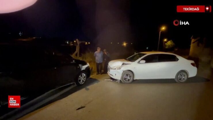 Tekirdağ Çorlu’da alkollü şoför park halindeki araca çarptı