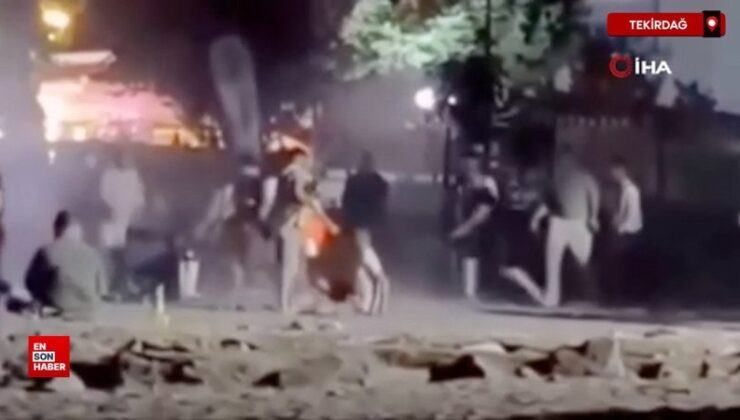 Tekirdağ’da iki küme ortasında arbedede tekmeler havada uçuştu