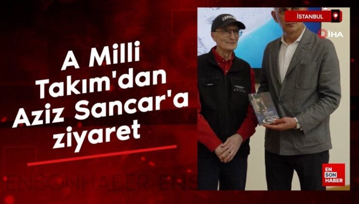 TFF Başkanı Hacıosmanoğlu ve milli futbolcular, Aziz Sancar’ı ziyaret etti
