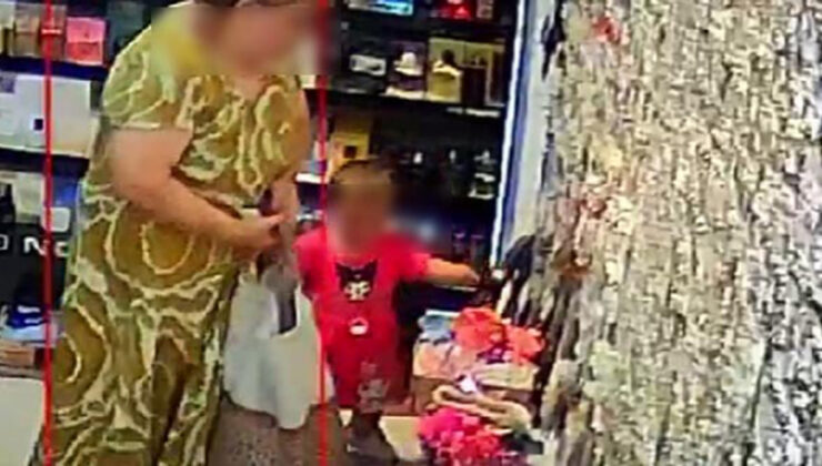 Zonguldak’ta çocuğuyla birlikte mağazaya giren bayan hırsızlık yaptı