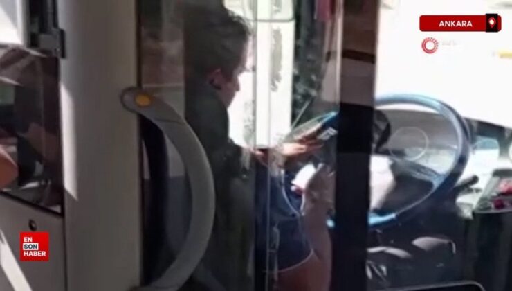 Ankara’da otobüs sürücüsü seyir halindeyken telefonla oynadı