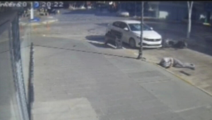 Antalya’da arabayla çarpışan motosiklet şoförü metrelerce savruldu