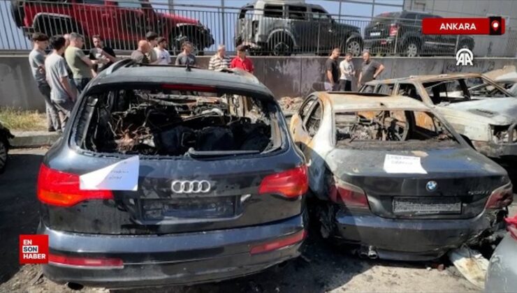 Ataşehir’de sanayi sitesinde çıkan yangında park halindeki arabalar yandı