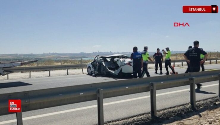 Çatalca’da jandarma işçisinin aracı kaza yaptı