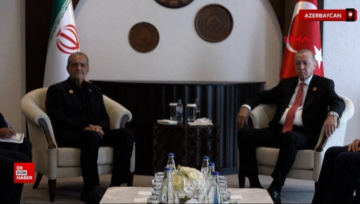 Erdoğan, İran Cumhurbaşkanı Pezeşkiyan ile Azerbaycan’da görüştü