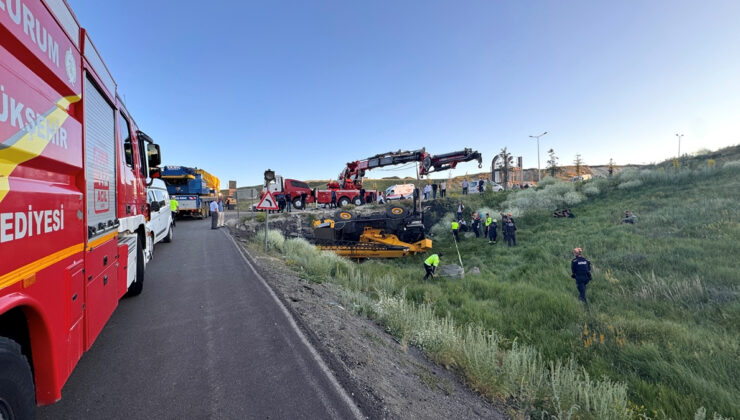 Erzurum’da devrilen vincin altında kalan operatör öldü