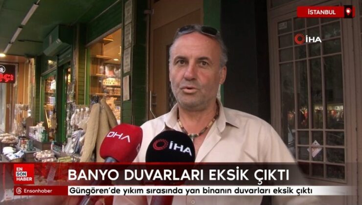 Güngören’de yıkım sırasında yan binanın duvarları eksik çıktı