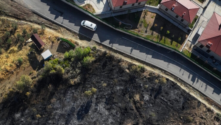 Hatay’da yanan alanlar drone’la görüntülendi