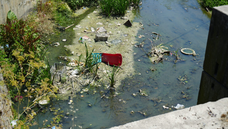 İstanbul Arnavutköy’de çöp dolu dere çevreyi adeta zehirliyor