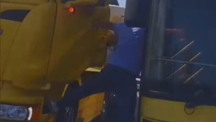 İstanbul’da tırdan inip otobüs sürücüsüne saldırdı: Yumruk atıp küfür etti