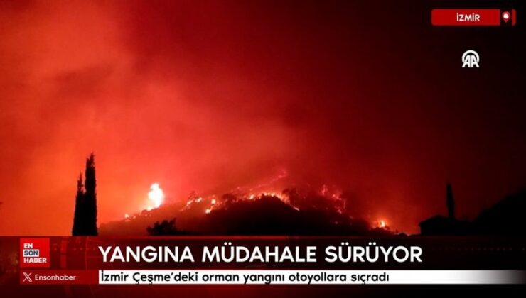 İzmir Çeşme’deki orman yangını otoyollara sıçradı
