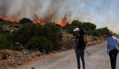 İzmir Çeşme’deki orman yangını otoyollara sıçradı