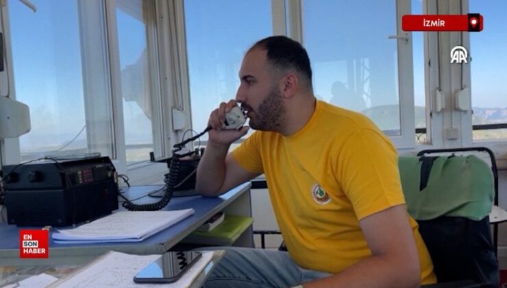 İzmir’de ateş çemberinde kalan yangın kule sorumlusu vazife yerinden ayrılmadı