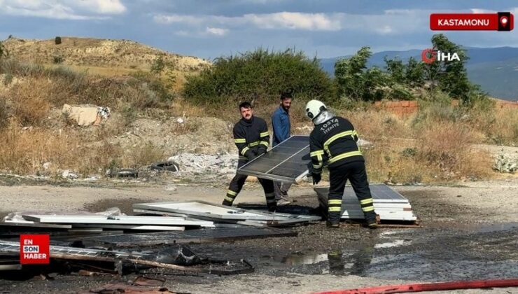 Kastamonu’da çöpte çıkan yangın güneş panellerine sıçradı