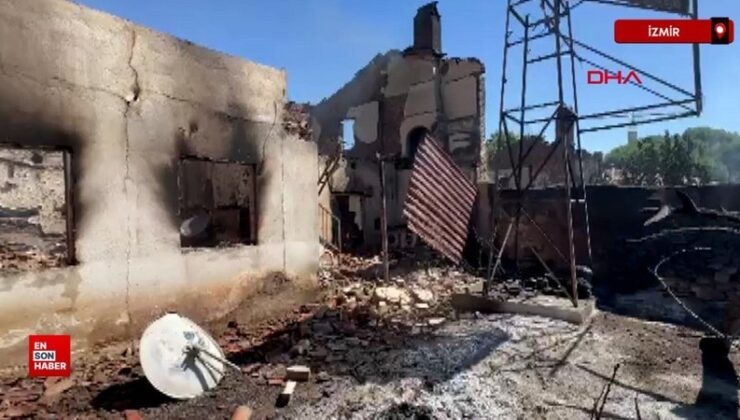 Ödemiş’teki orman yangınında birtakım meskenler ziyan gördü