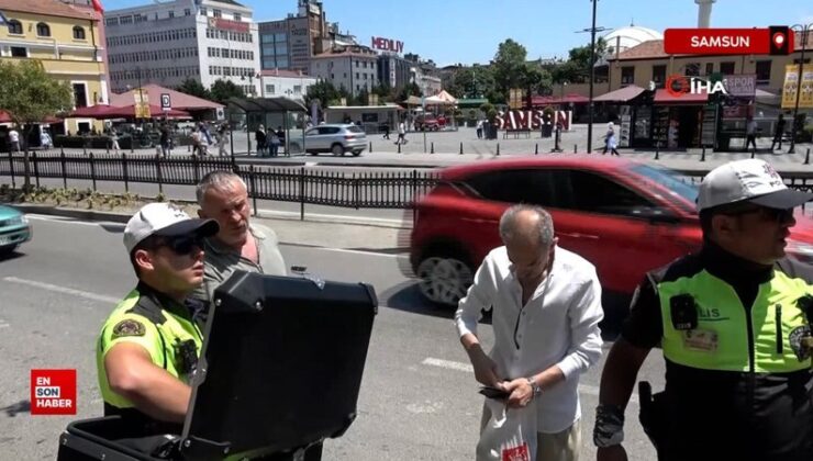 Samsun’da bariyerleri aşıp trafiğe atlayan yayalara ceza yağdı