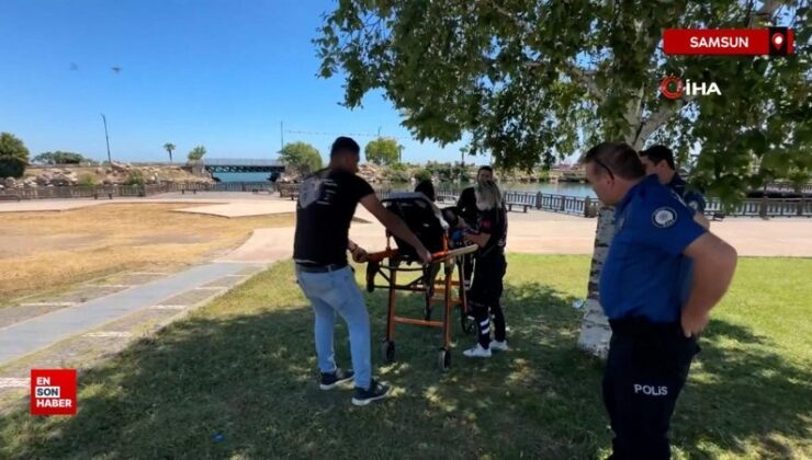 Samsun’da parkta hareketsiz yatan genç hastaneye kaldırıldı