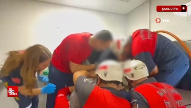 Şanlıurfa’da elini kaptırdığı makineyle hastaneye götürüldü