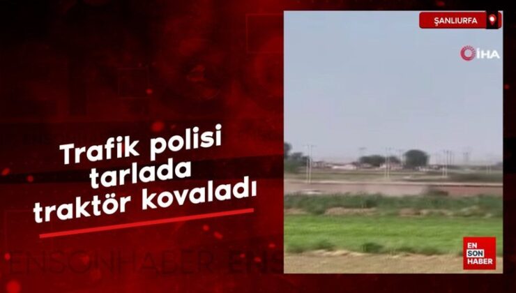 Şanlıurfa’da trafik polisi tarlada traktör kovaladı