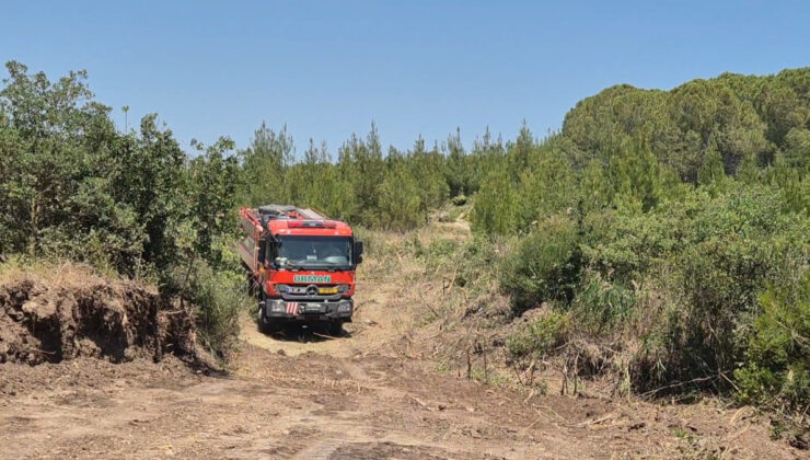 Tekirdağ’da çıkan orman yangınına havadan ve karadan müdahale