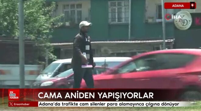 Adana’da trafikte cam silenler para alamayınca çılgına dönüyor