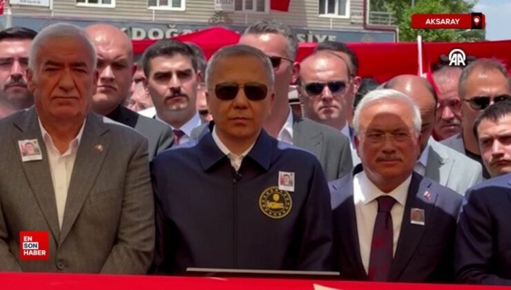 Aksaray’da Bakan Yerlikaya şehit Piyade Kontratlı Er Özkan Özkanlı’nın cenaze merasimine katıldı