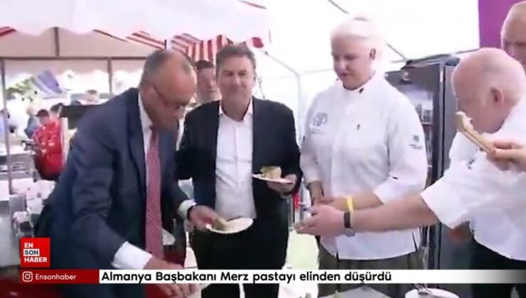 Almanya Başbakanı Merz pastayı elinden düşürdü
