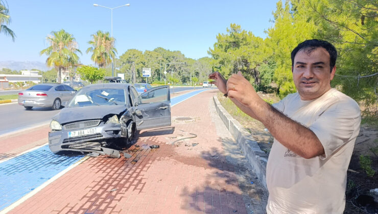 Antalya’da lastiği patlayan araç takla attı: Şoför burnu bile kanamadan kurtuldu