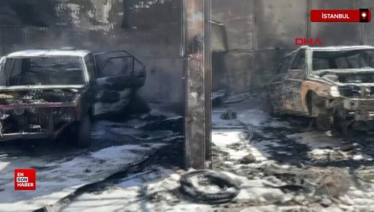Avcılar’da oto boya atölyesi yandı: 2 araç küle döndü