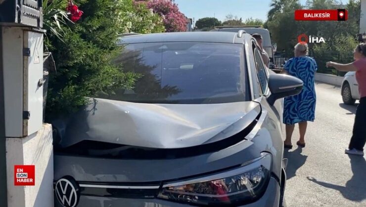 Balıkesir’de alkollü bayanın kullandığı araç bahçe duvarına çarparak durabildi