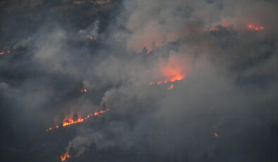 Bursa-Balıkesir hududunda çıkan orman yangınını müdahale devam ediyor