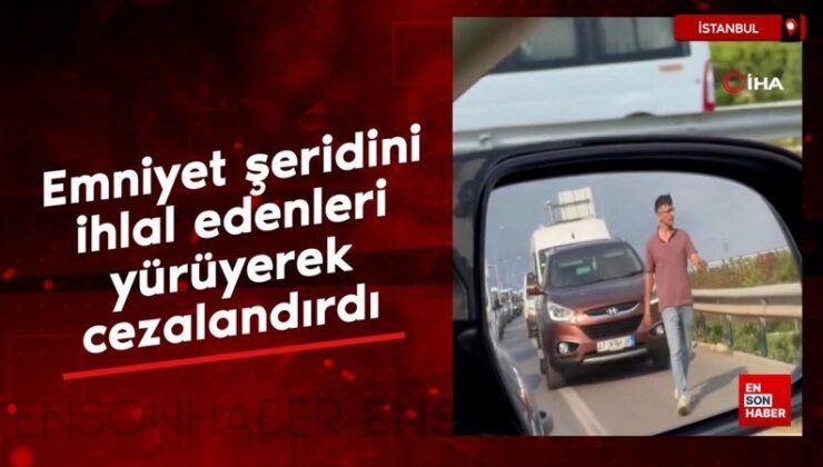 Bursa’da emniyet şeridini ihlal edenleri, yürüyerek cezalandırdı